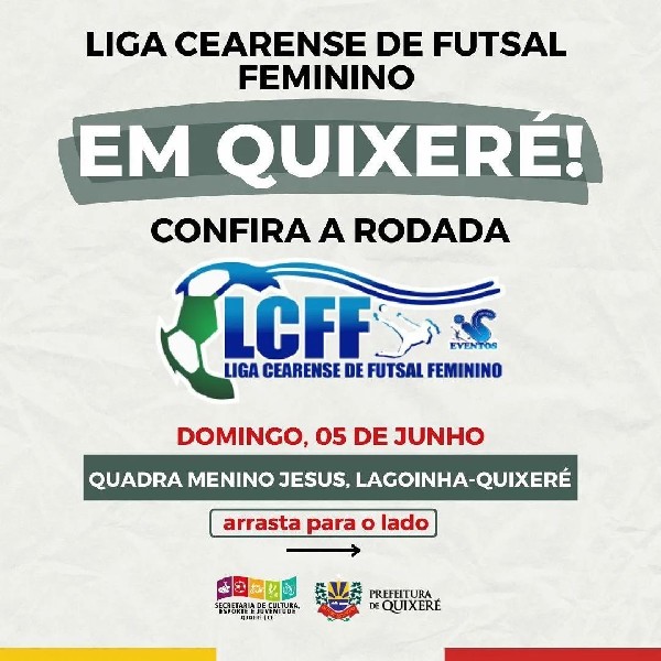 Dia 05 acontecerá os jogos da Liga Cearense de Futsal Feminino em Lagoinha